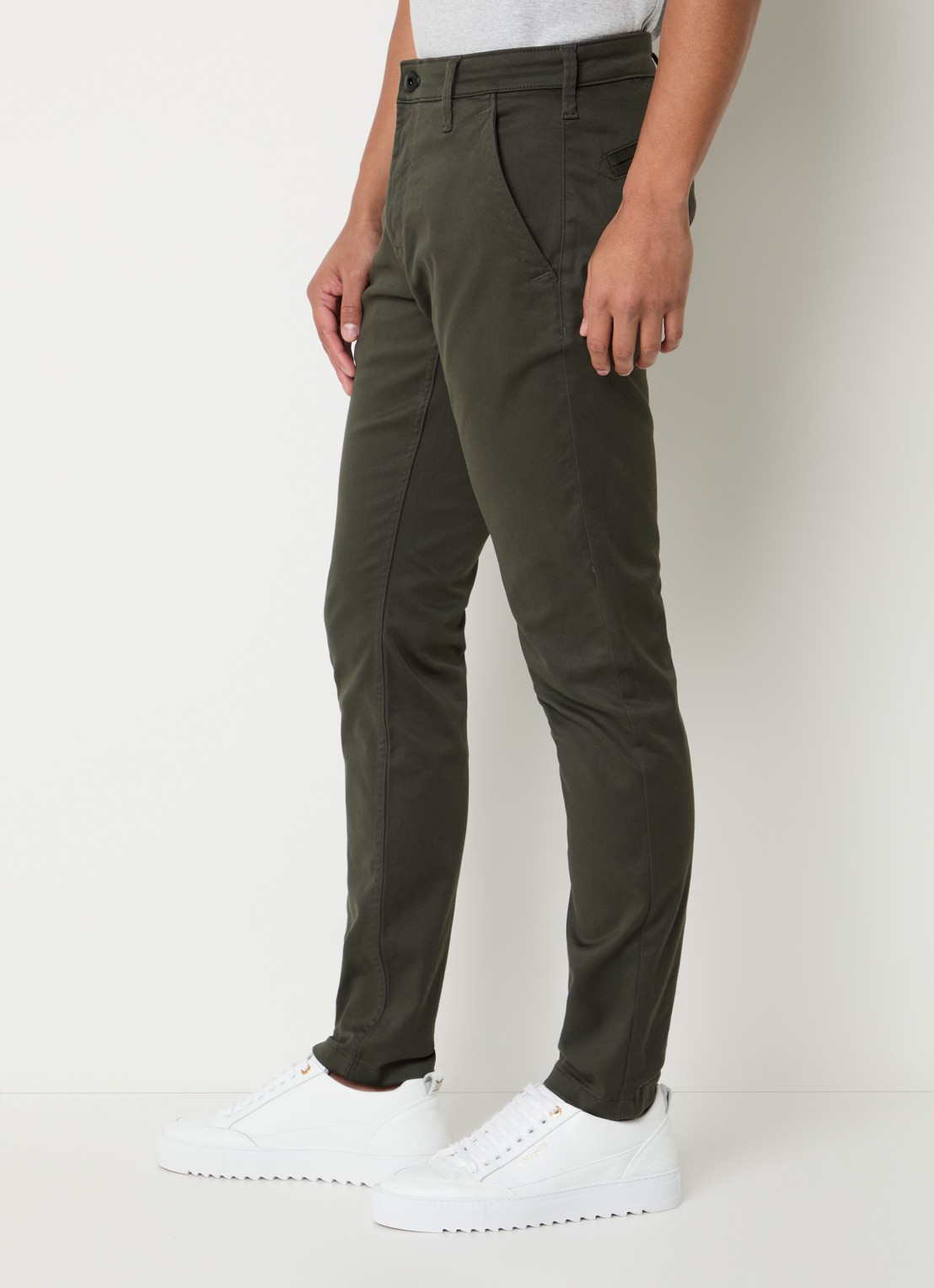 G-Star RAW Skinny fit chino met steekzakken - detail 3 bronsgroen