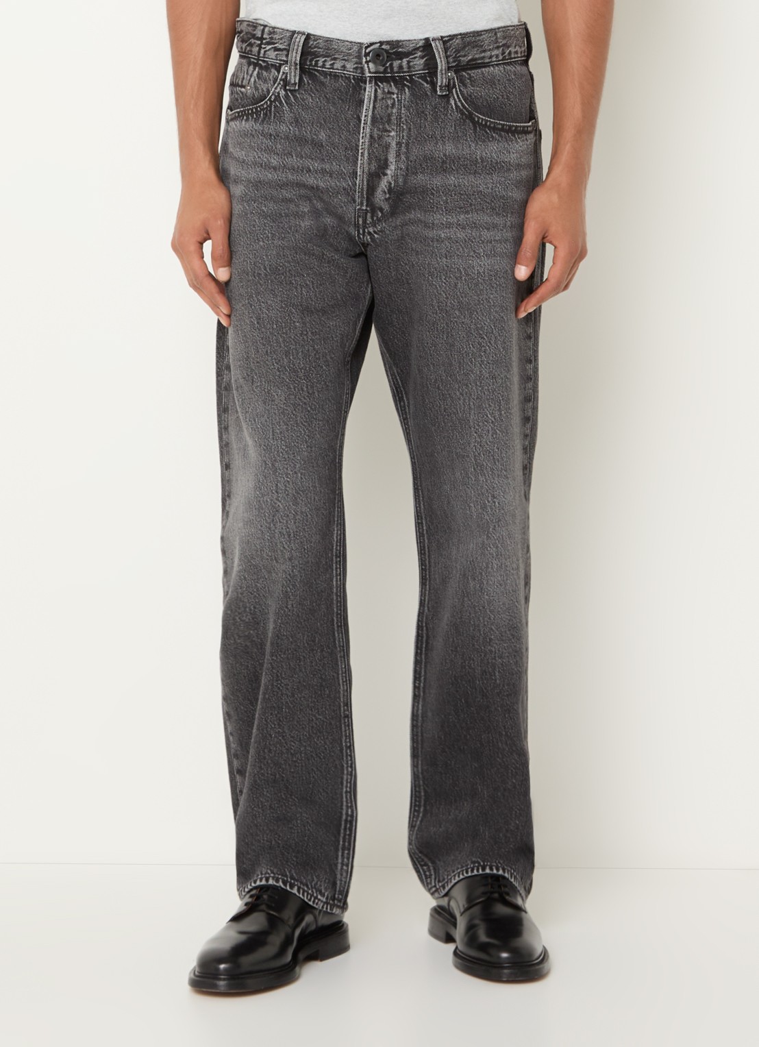G-Star RAW Straight leg jeans met gekleurde wassing - detail 4 donkergrijs