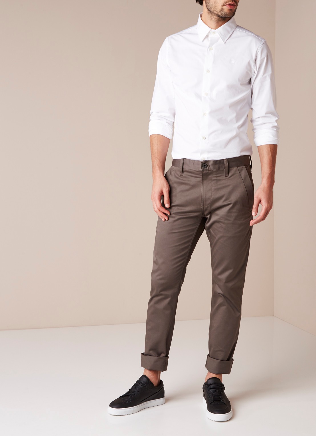 G-Star RAW Super slim fit overhemd van stretch katoen - voorkant 4 wit