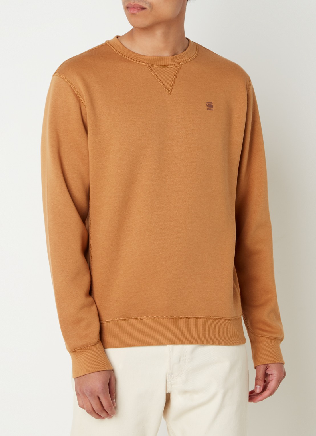 G-Star RAW Sweater met ronde hals en logoborduring  - detail 2 roestbruin