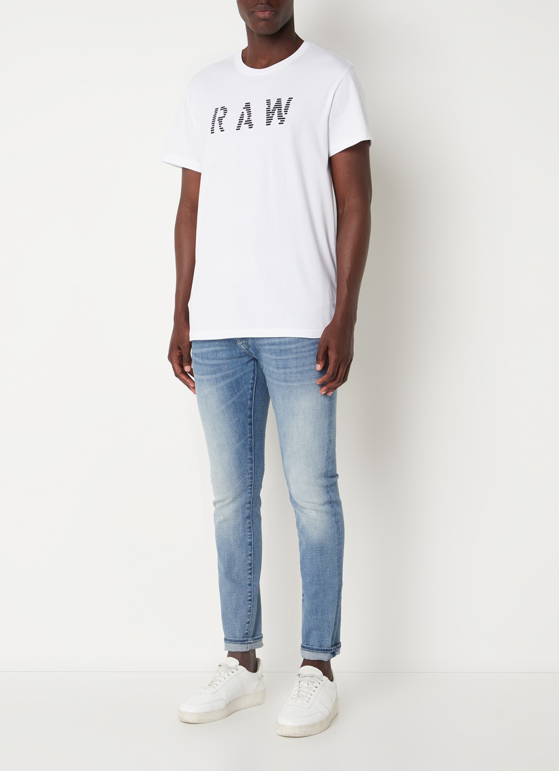 G-Star RAW T-shirt van jersey met print - voorkant 3 wit