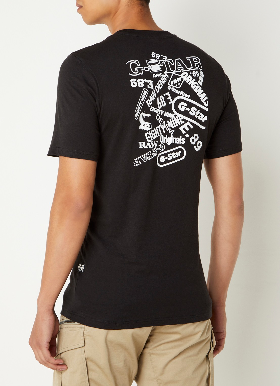 G-Star RAW T-shirt van  katoen met logoprint - detail 4 zwart