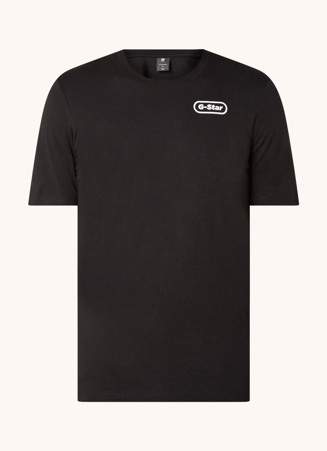 G-Star RAW T-shirt van  katoen met logoprint - voorkant 2 zwart