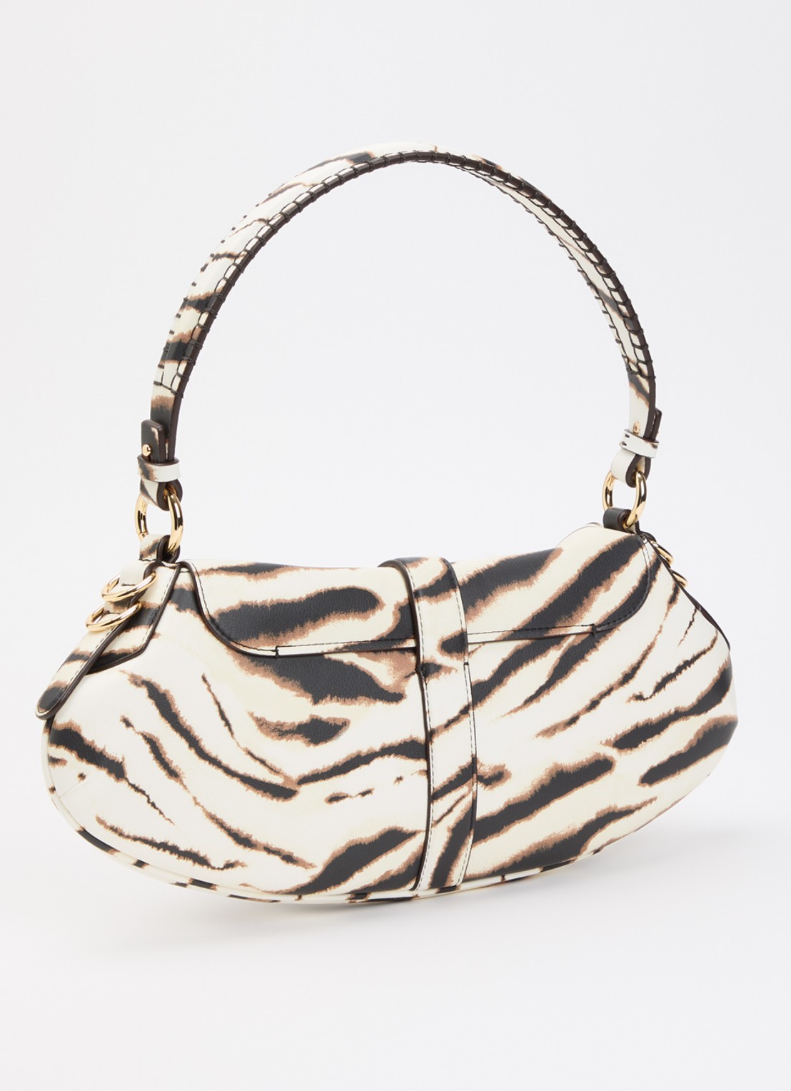 Ganni B-Kat schoudertas met zebraprint - achterkant 6 ivoor
