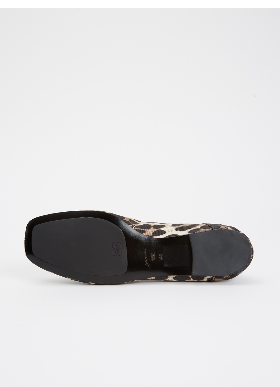 Ganni Ballerina van denim met panterprint - detail 4 donkerbruin