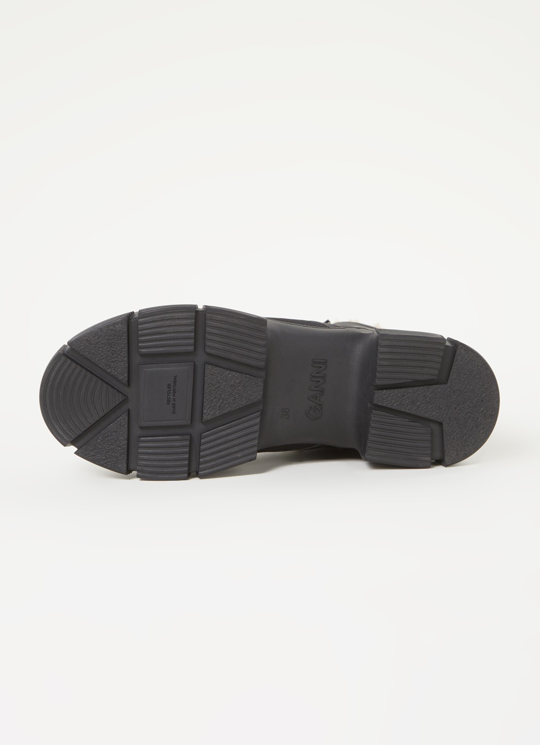 Ganni Bikerboot met voering van imitatiebont - detail 3 zwart