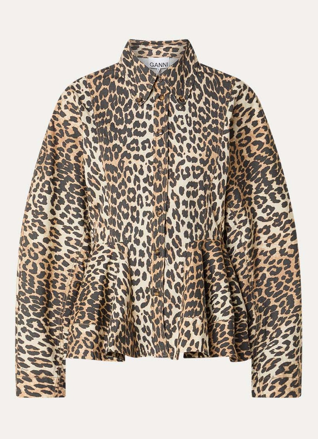 Ganni Blouse met panterprint - voorkant 2 beige