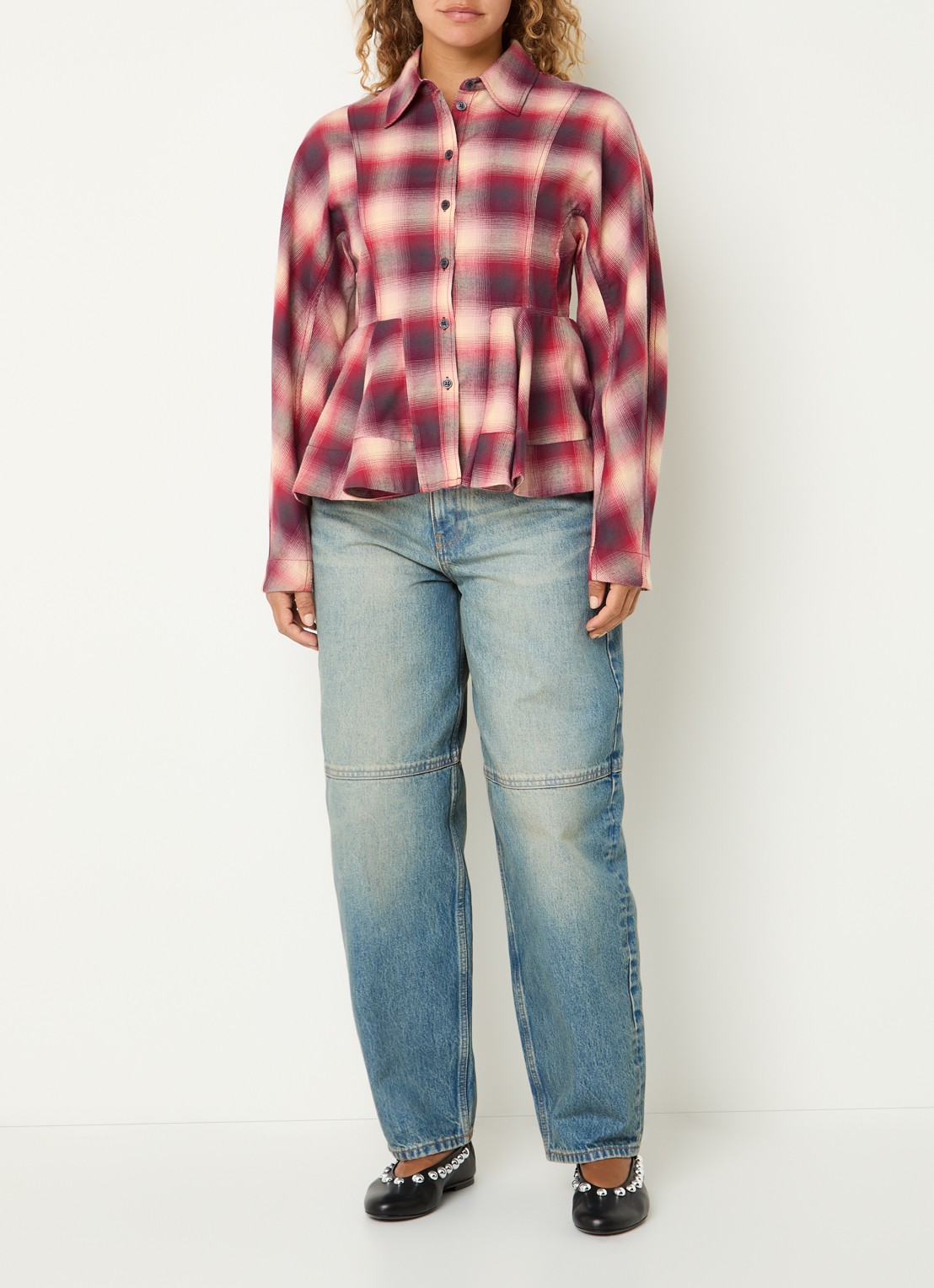Ganni Blouse met print - voorkant 2 kersenrood