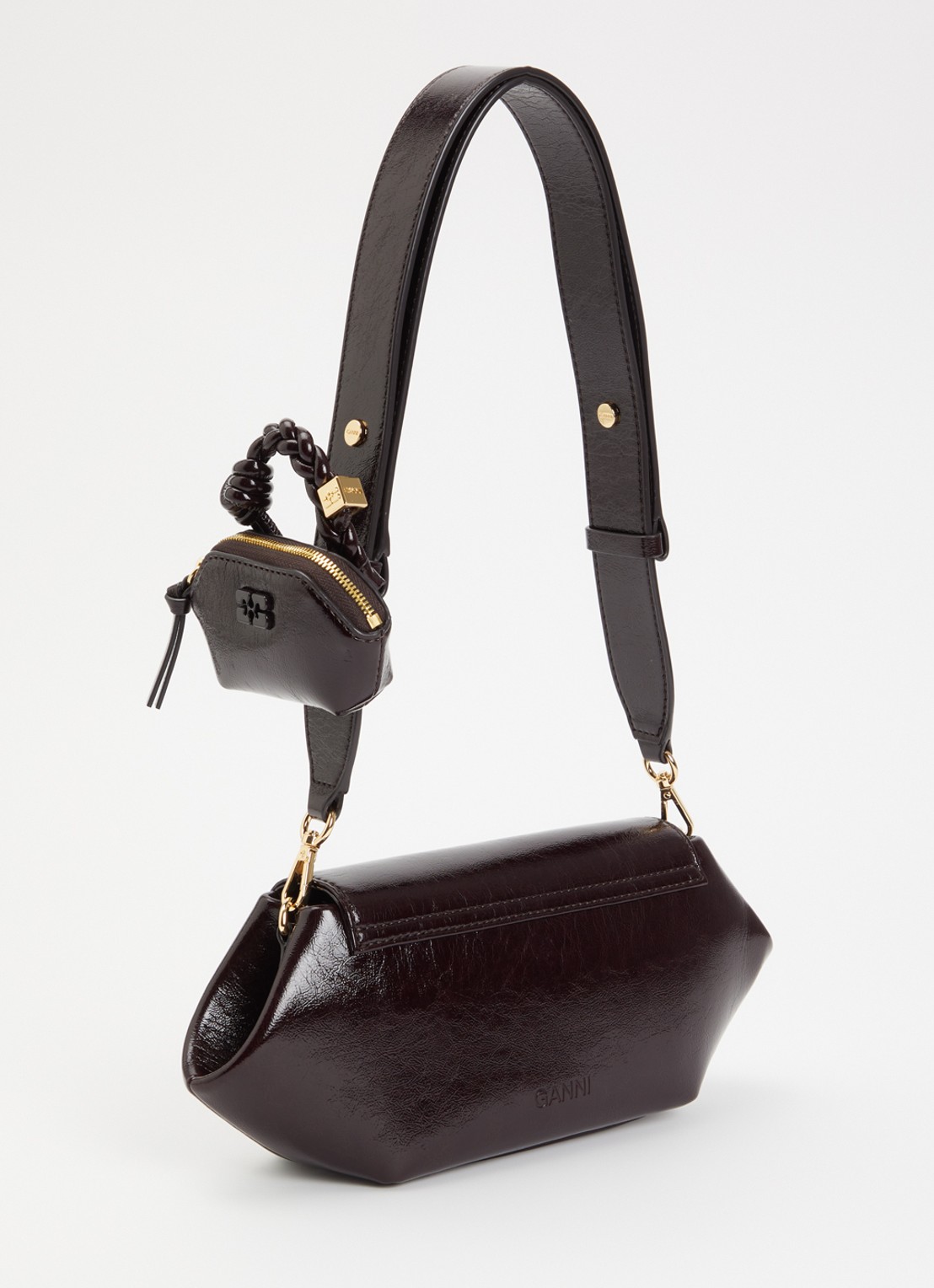 Ganni Bou East crossbodytas met etui en afneembare schouderriem - achterkant 6 aubergine