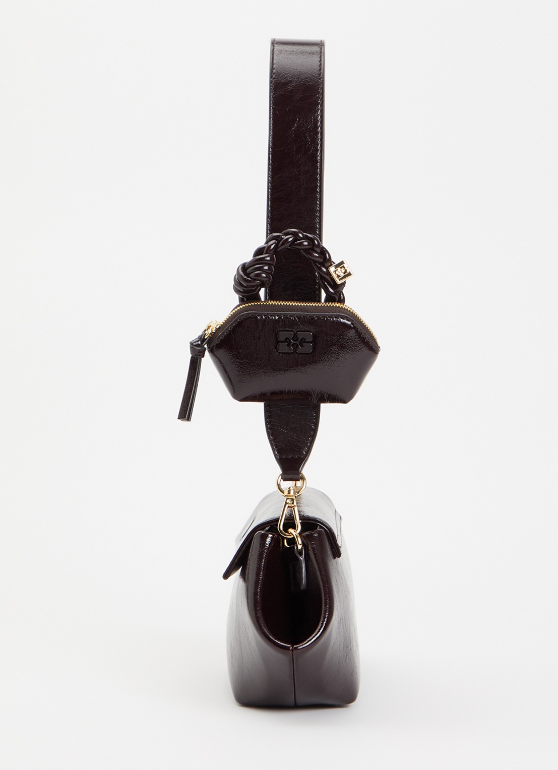 Ganni Bou East crossbodytas met etui en afneembare schouderriem - detail 2 aubergine