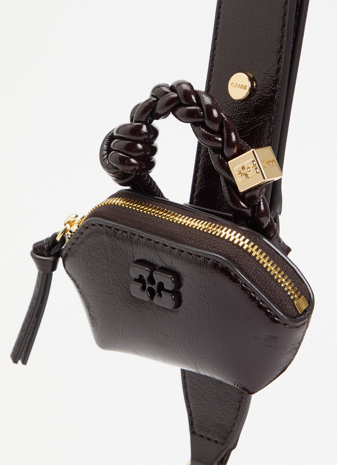 Ganni Bou East crossbodytas met etui en afneembare schouderriem - detail 3 aubergine