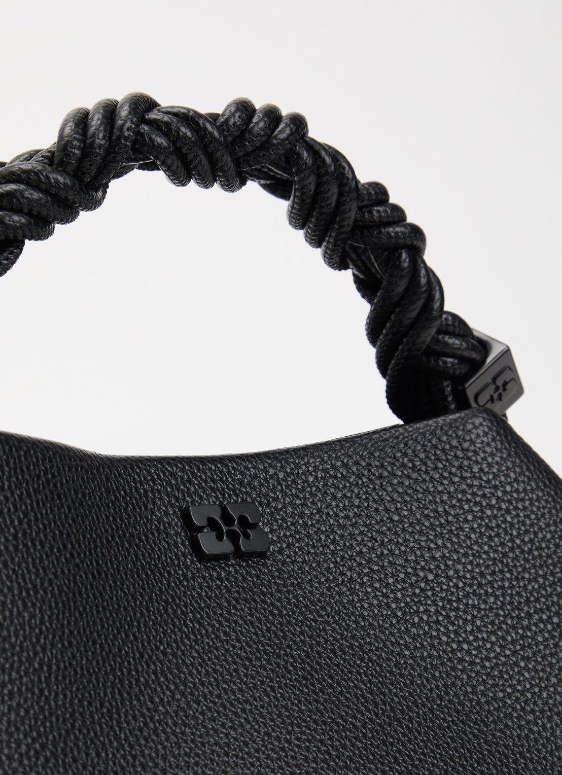 Ganni Bou handtas met afneembare schouderriem en gevlochten detail  - detail 3 zwart