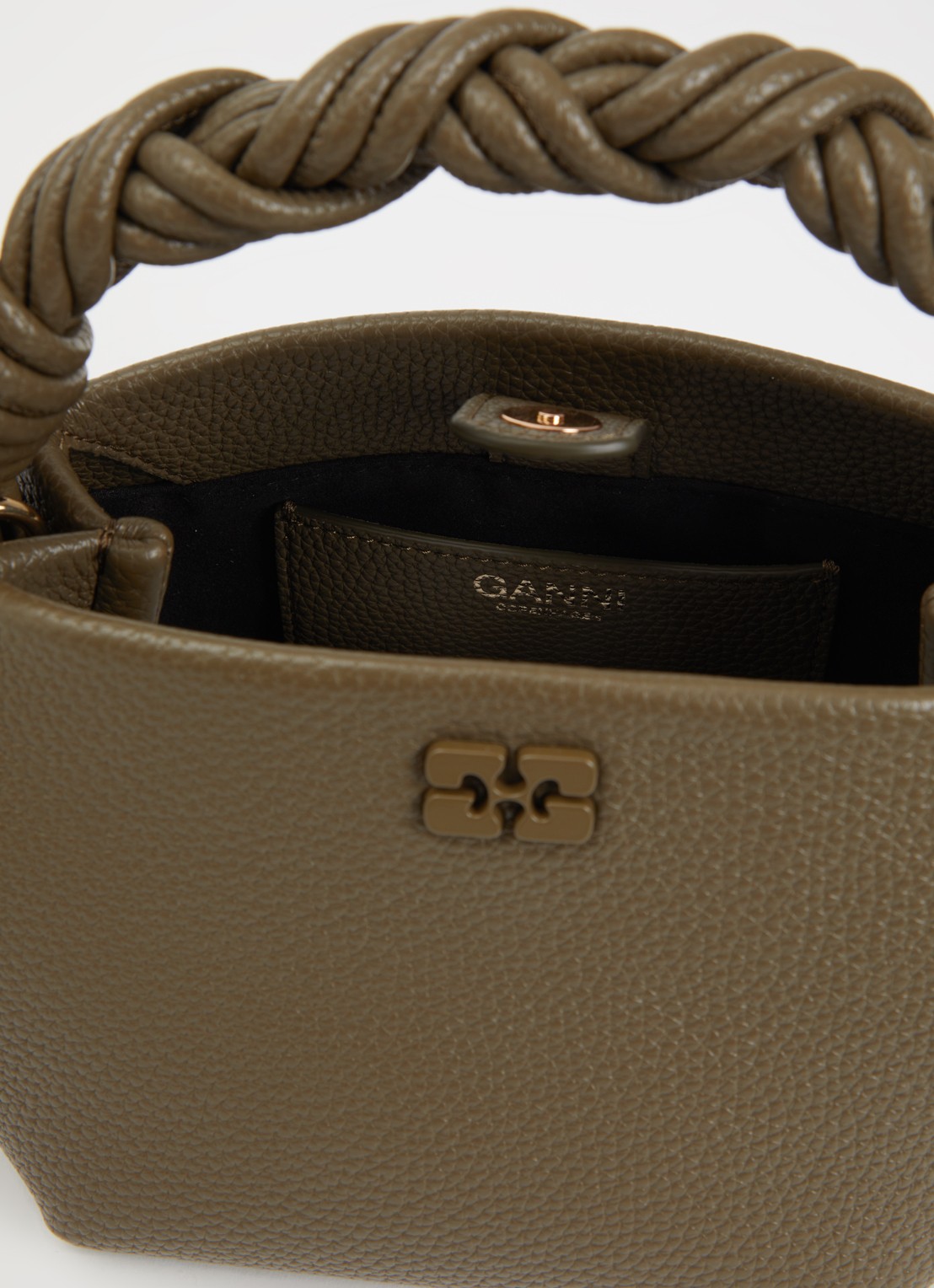 Ganni Bou Mini handtas met afneembare schouderriem - detail 3 mosgroen