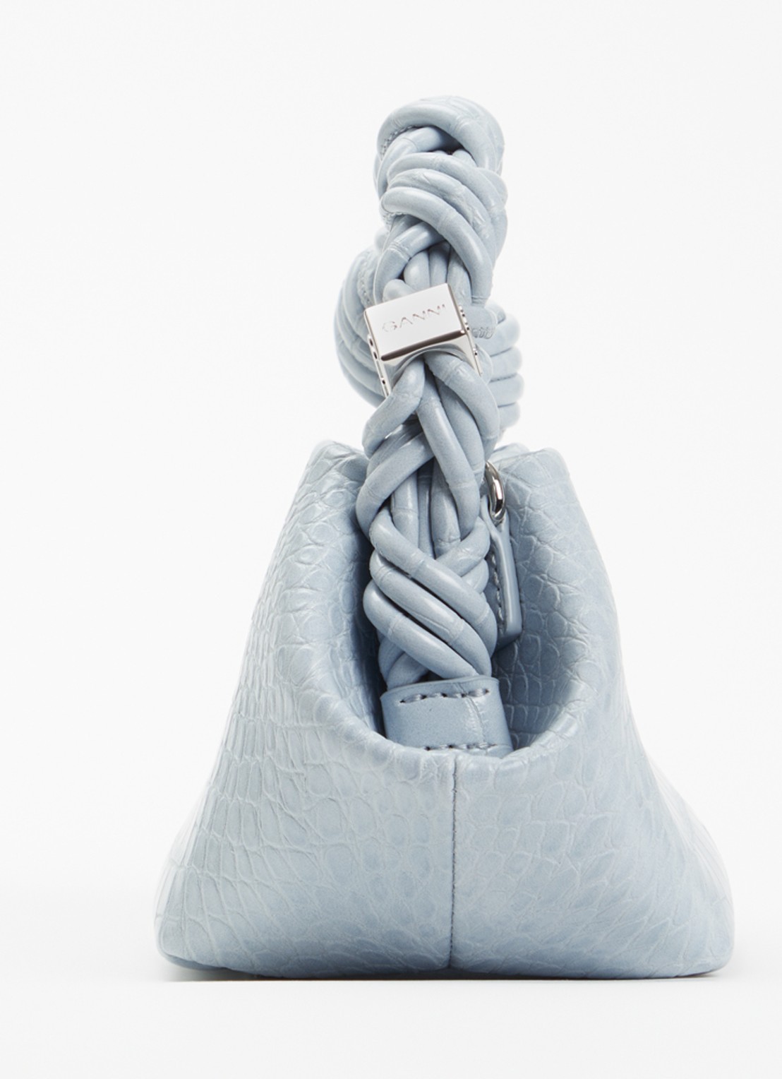 Ganni Bou Mini handtas met crocostructuur en afneembare schouderriem - detail 3 lichtblauw