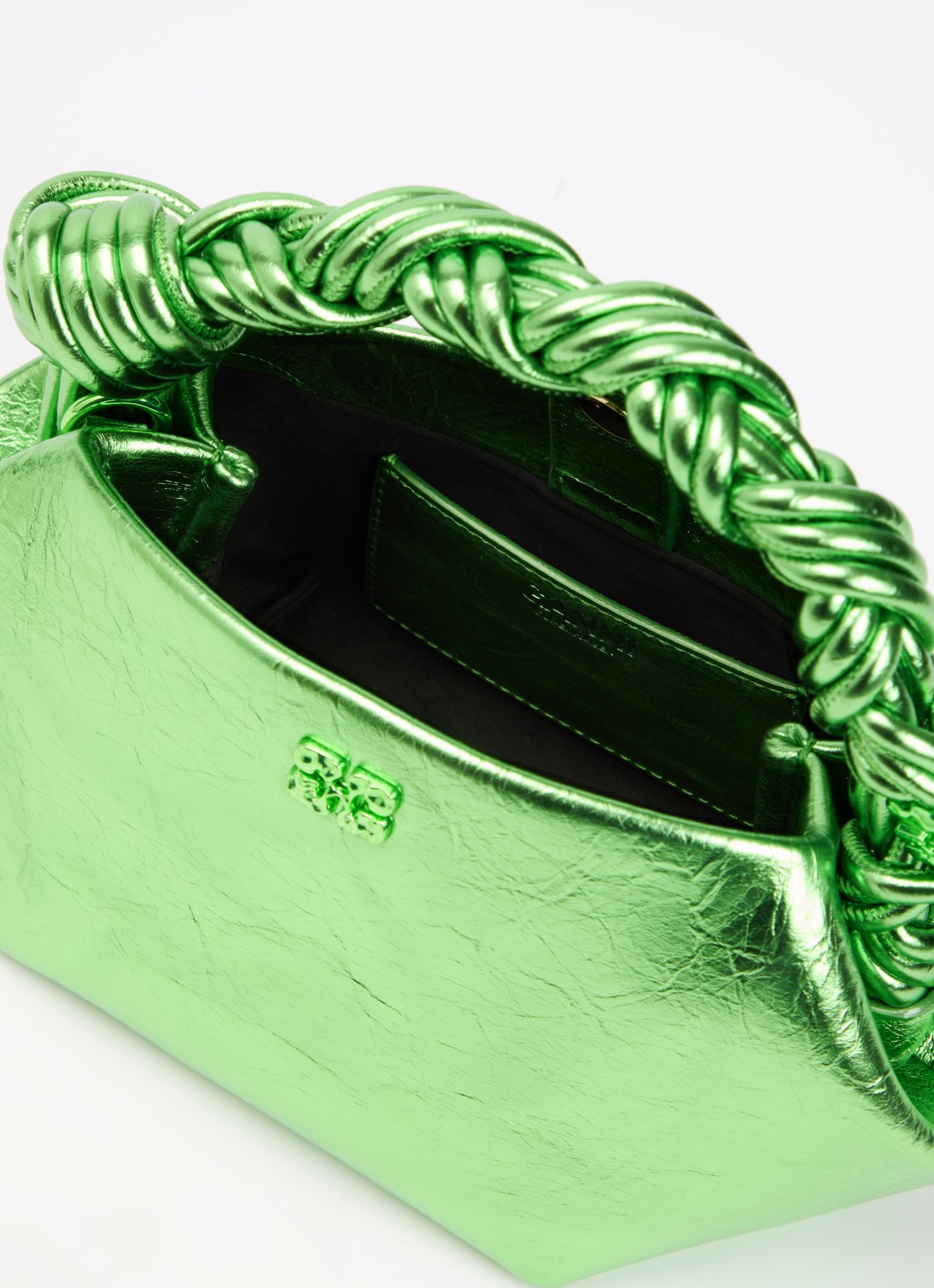 Ganni Bou Mini handtas met metallic finish en afneembare schouderriem - detail 2 groen