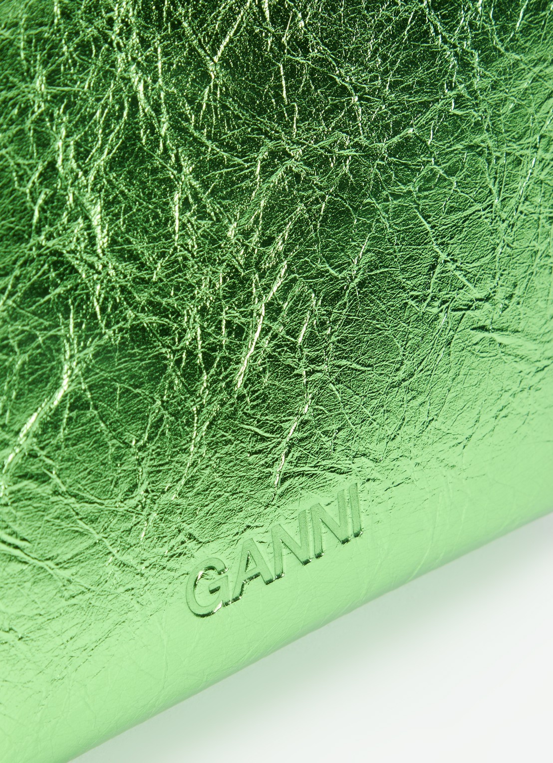 Ganni Bou Mini handtas met metallic finish en afneembare schouderriem - detail 4 groen