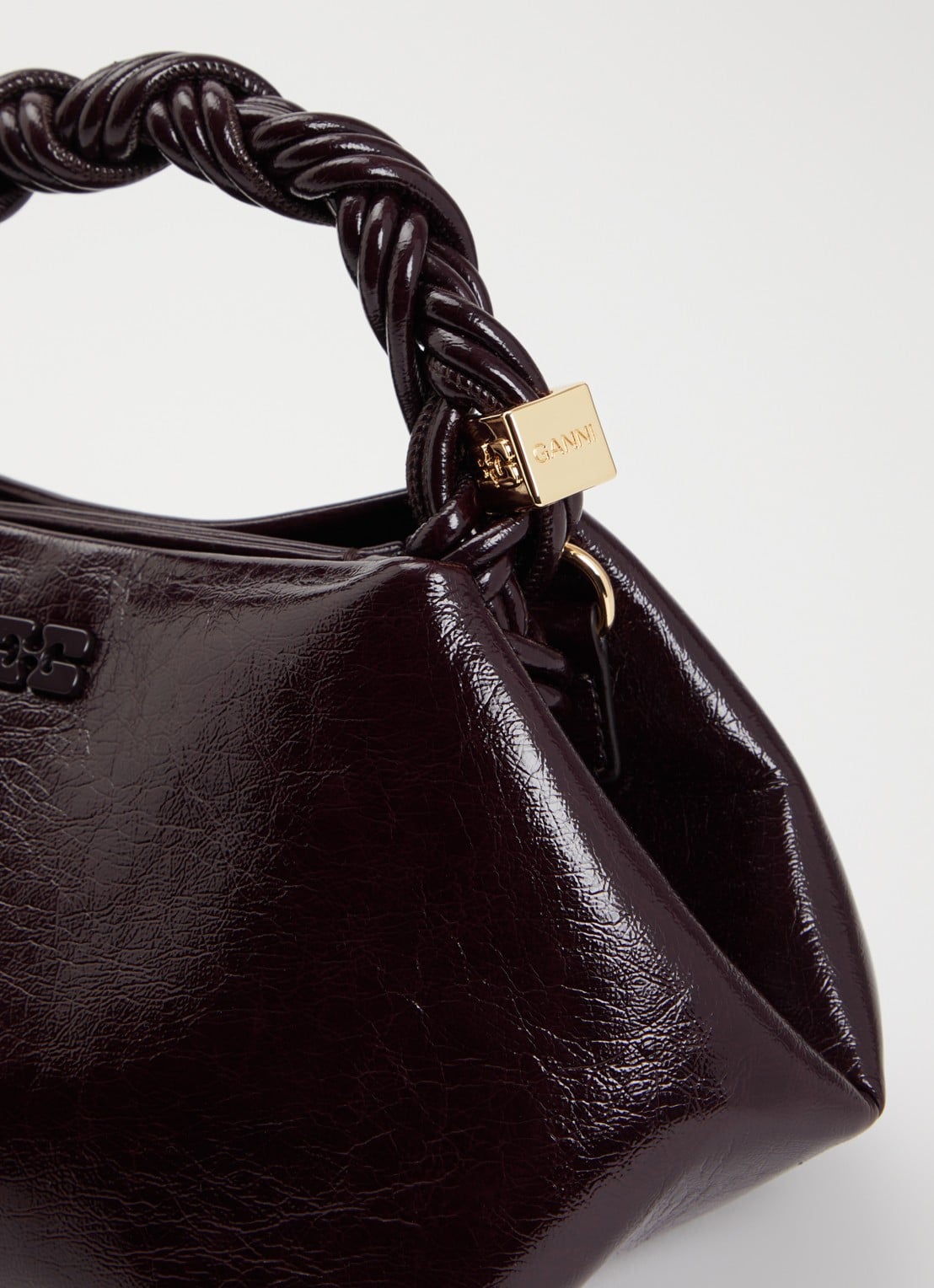 Ganni Bou Small handtas met afneembare schouderriem - detail 4 aubergine