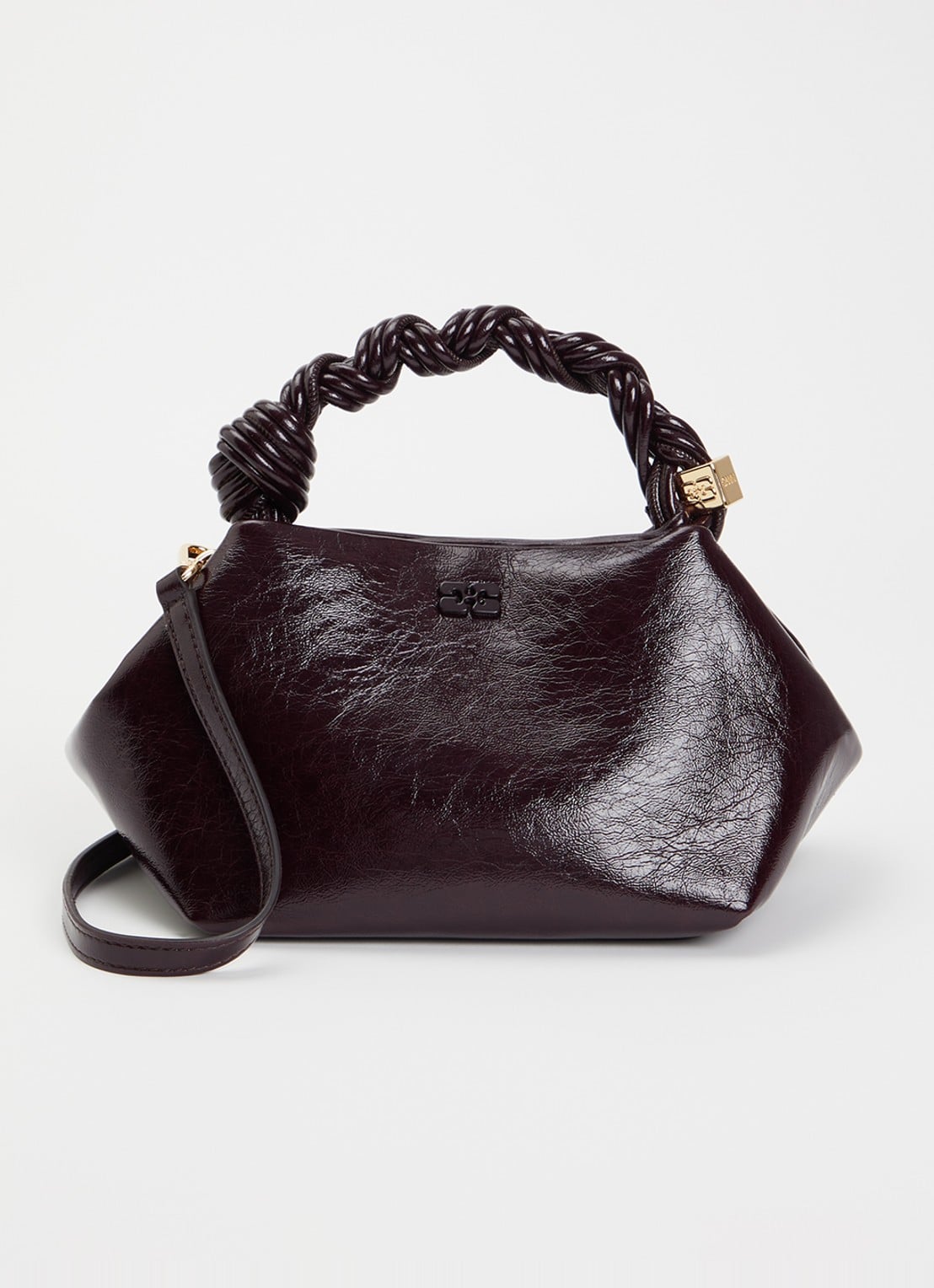 Ganni Bou Small handtas met afneembare schouderriem - voorkant 6 aubergine