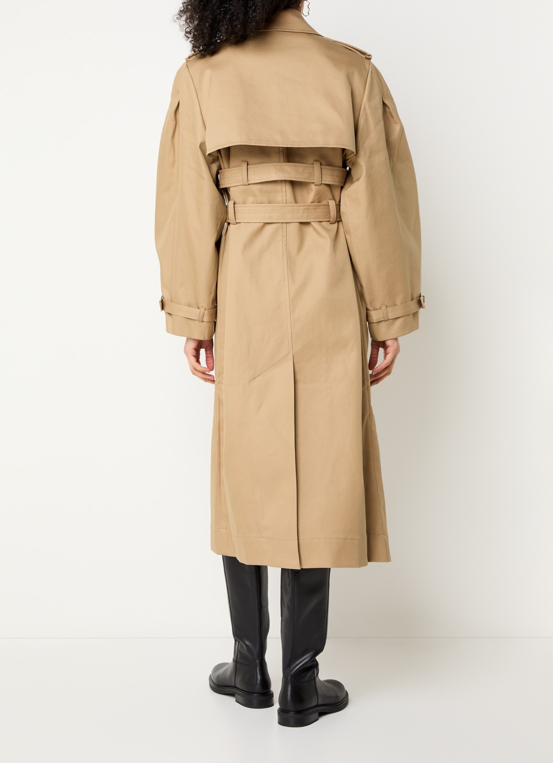 Ganni Double-breasted trenchcoat met steekzakken - achterkant 3 camel