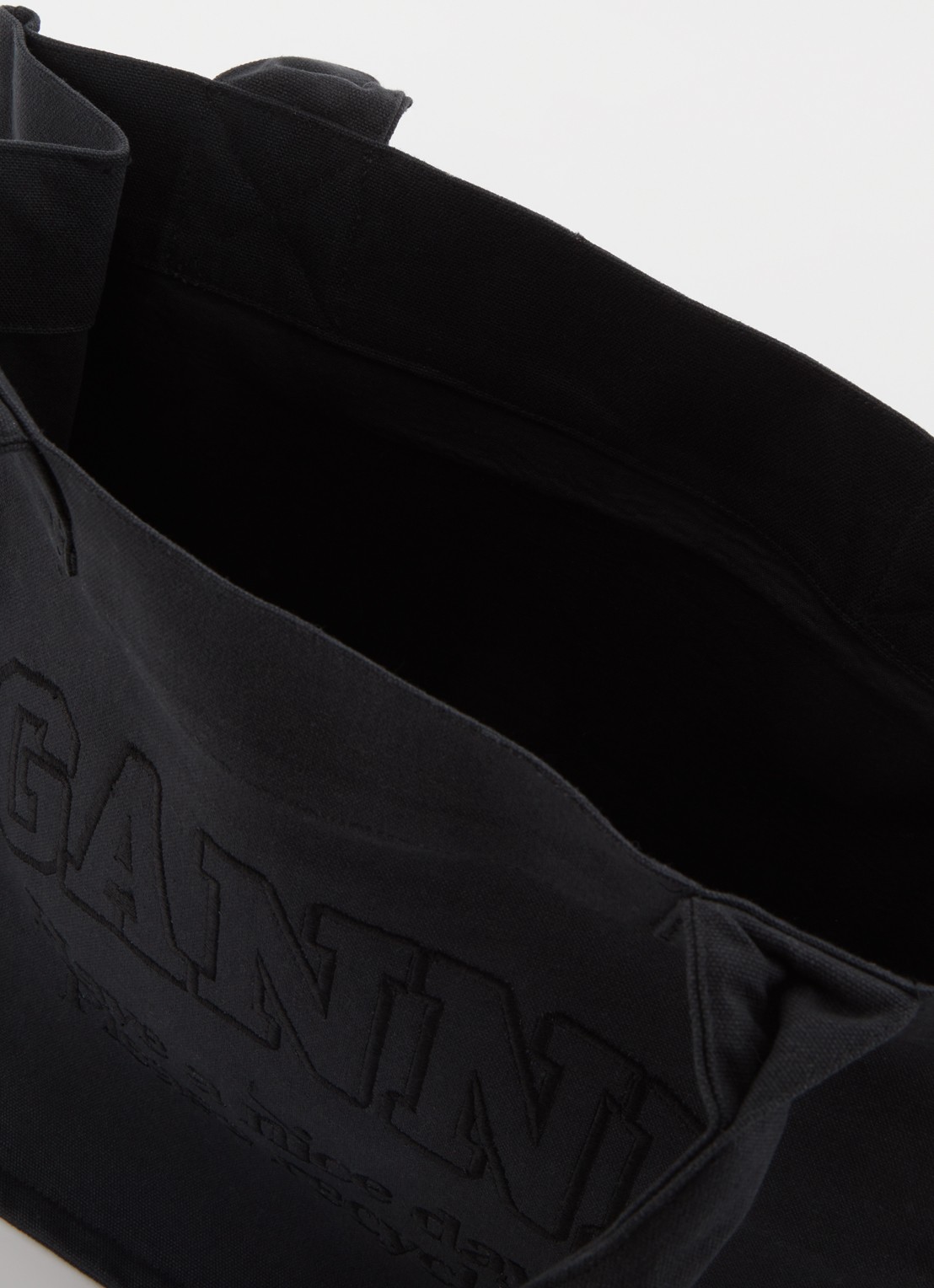 Ganni Easy Large shopper van canvas met logoborduring - detail 4 antraciet