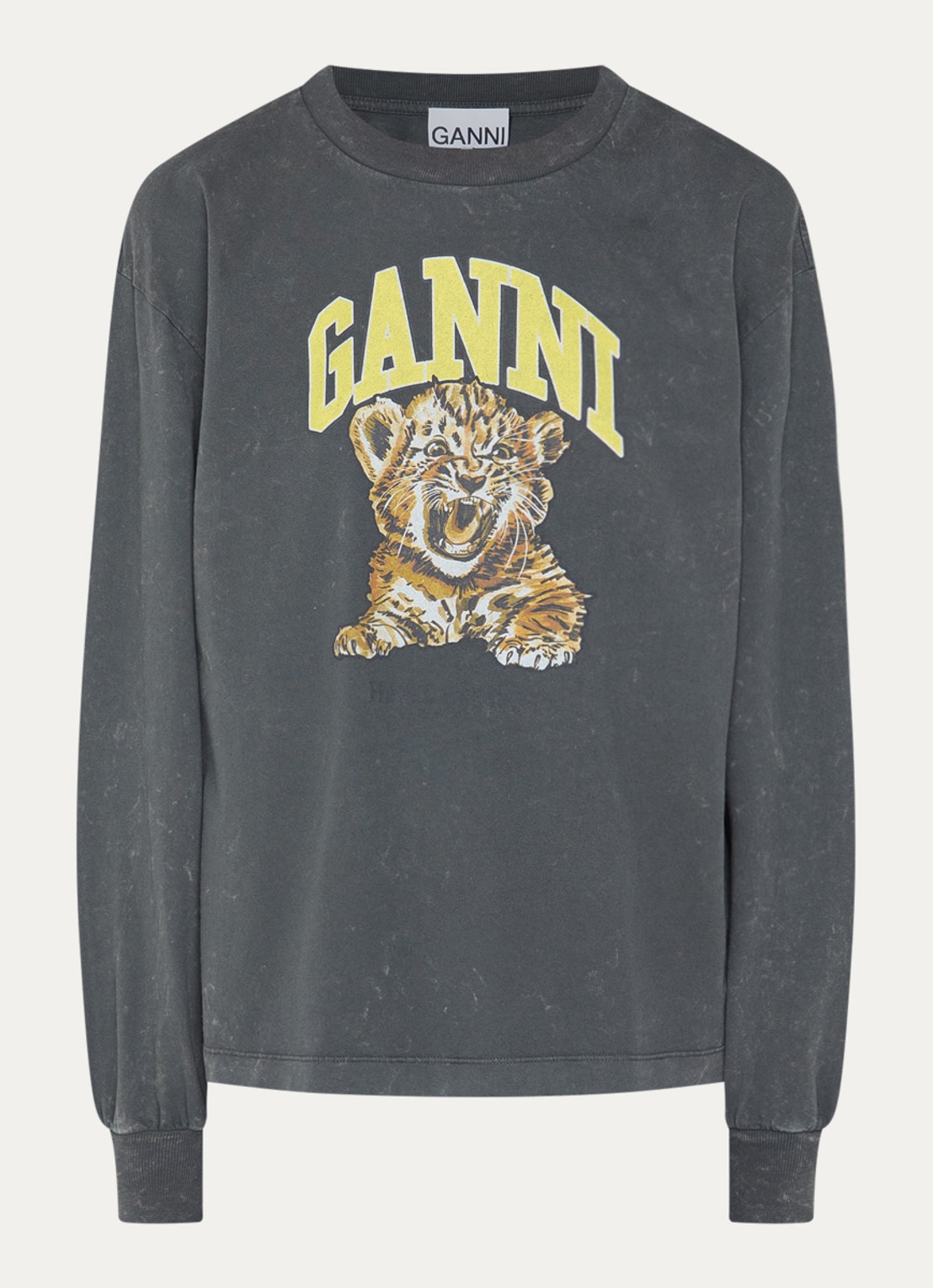 Ganni Future longsleeve met logoprint - voorkant antraciet