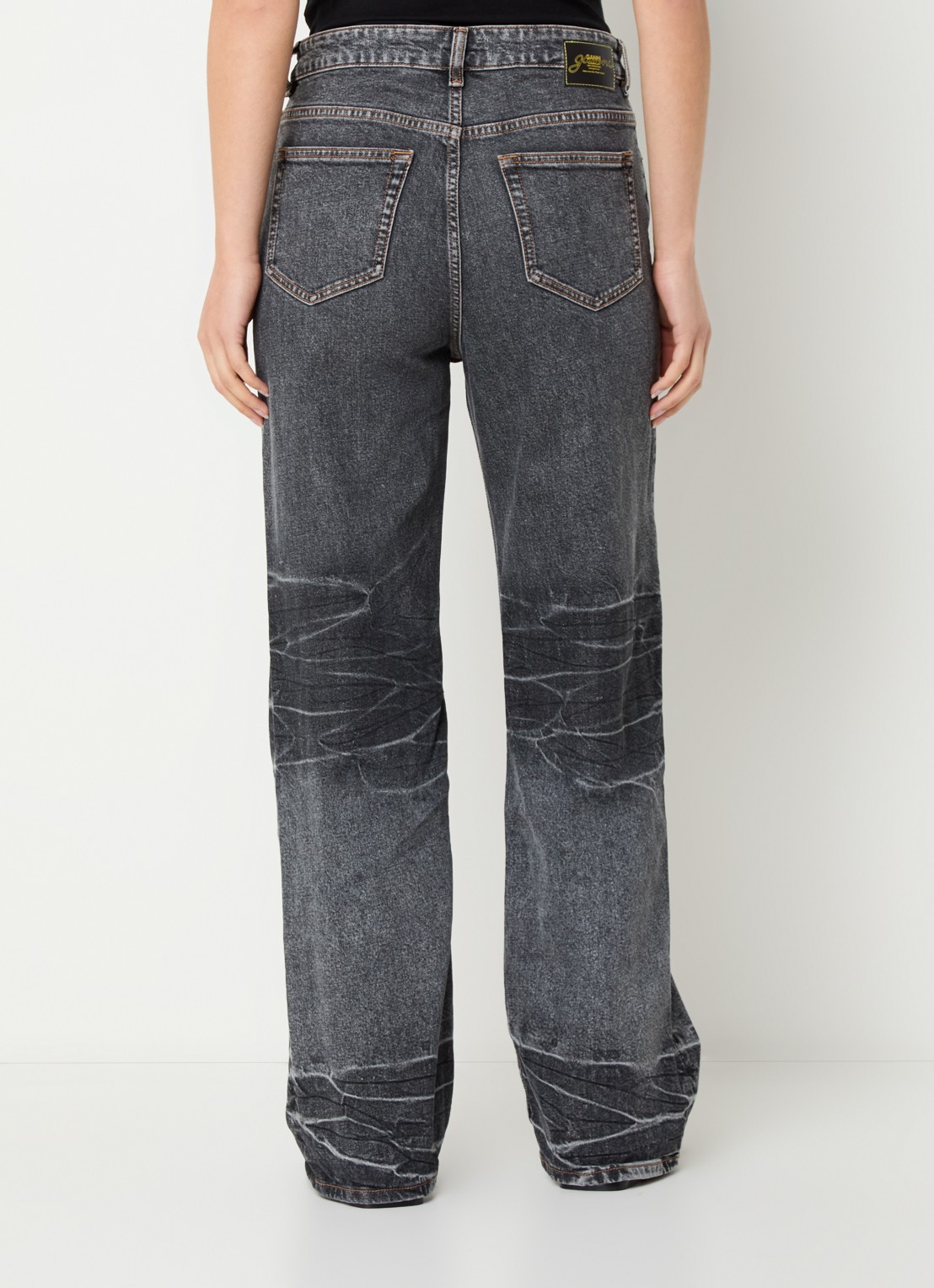 Ganni High waist loose fit jeans in  katoenblend met gekleurde wassing - achterkant 5 antraciet