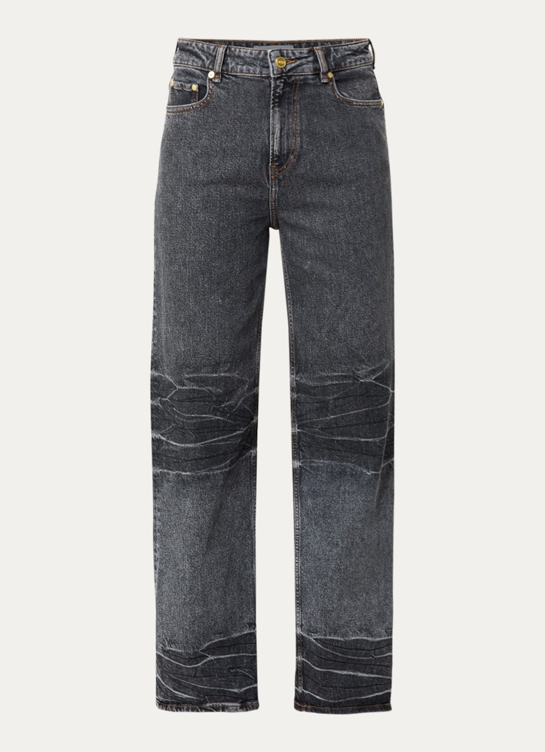 Ganni High waist loose fit jeans in  katoenblend met gekleurde wassing - voorkant antraciet