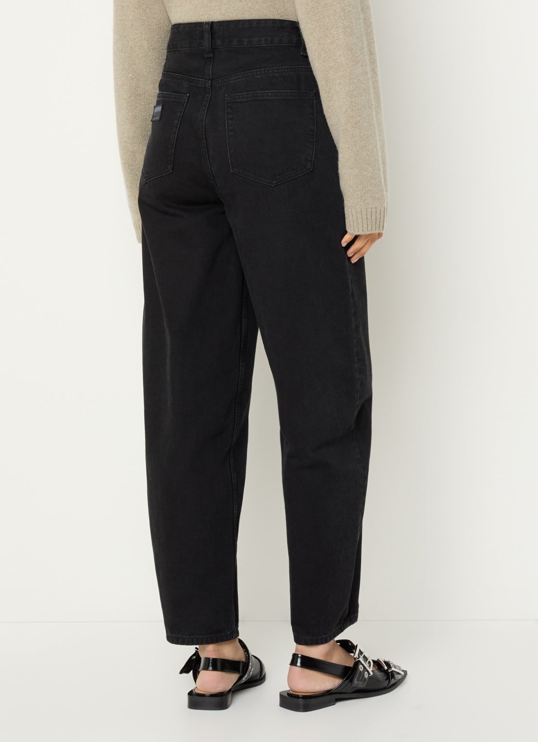 Ganni High waist loose fit jeans met steekzakken - achterkant zwart