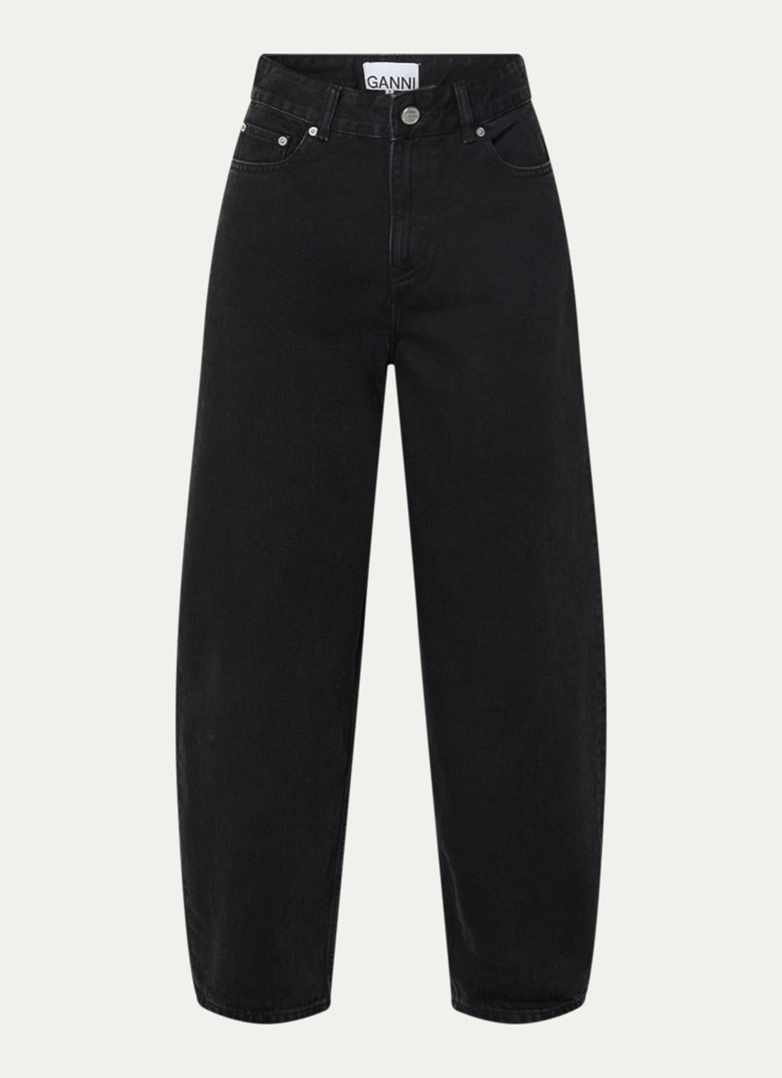 Ganni High waist loose fit jeans met steekzakken - voorkant 4 zwart