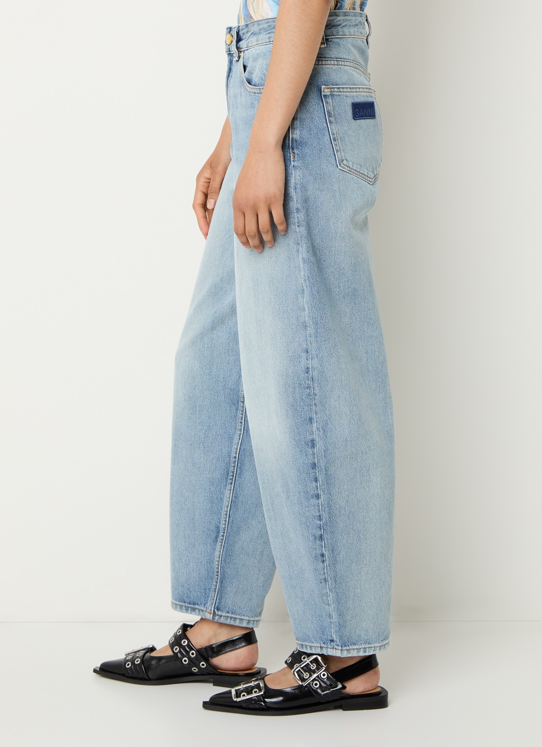 Ganni High waist loose fit jeans met steekzakken - detail 5 indigo