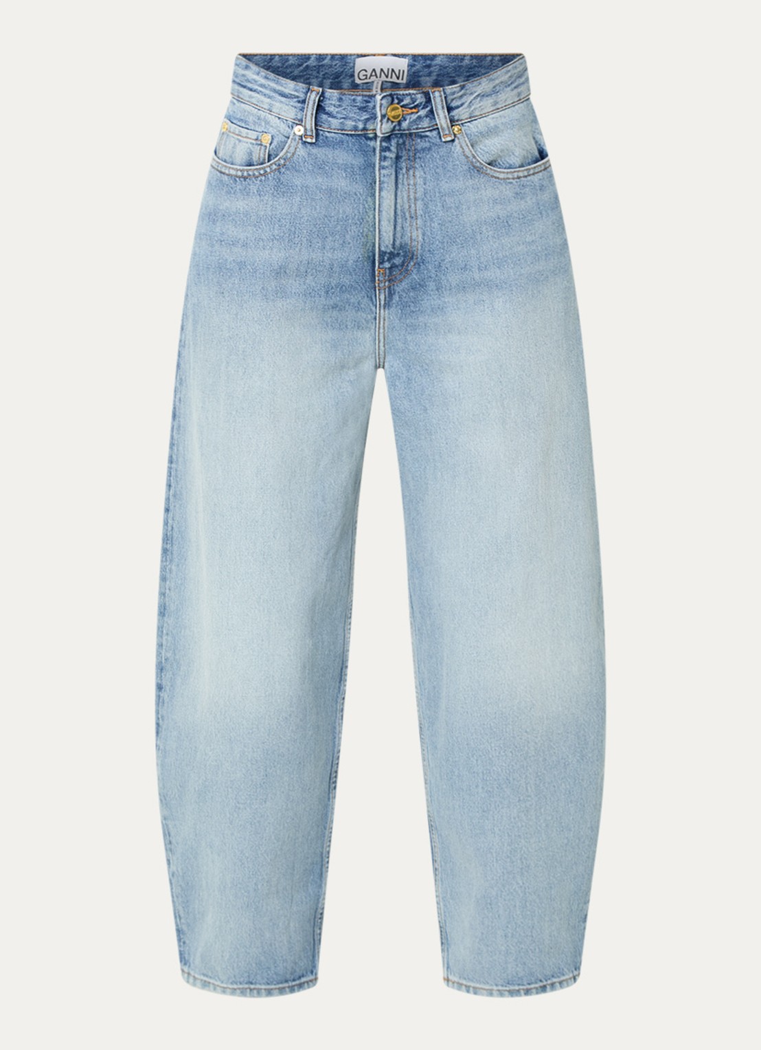 Ganni High waist loose fit jeans met steekzakken - voorkant 2 indigo