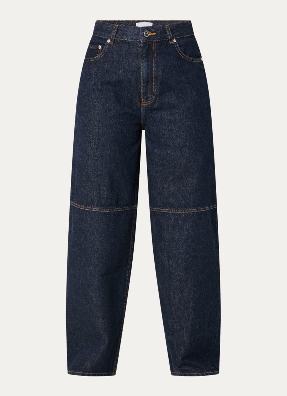 Ganni High waist wide leg jeans met donkere wassing - voorkant 4 indigo