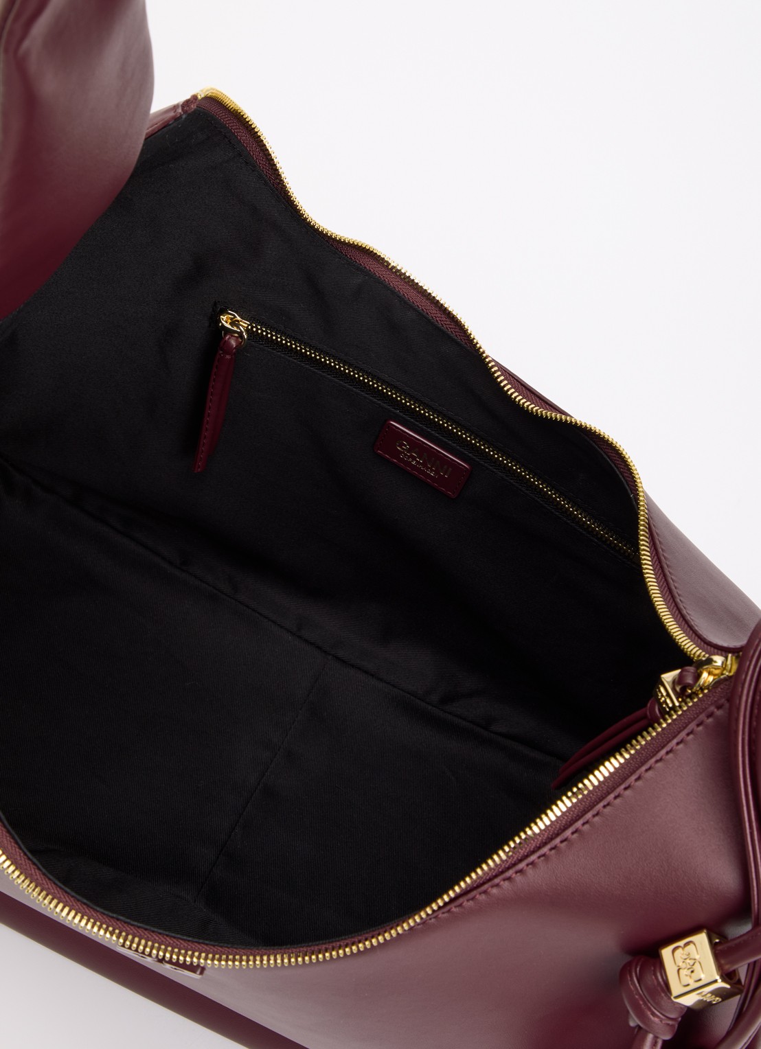 Ganni Hobo Laces Medium schoudertas met logo - detail 3 bordeauxrood