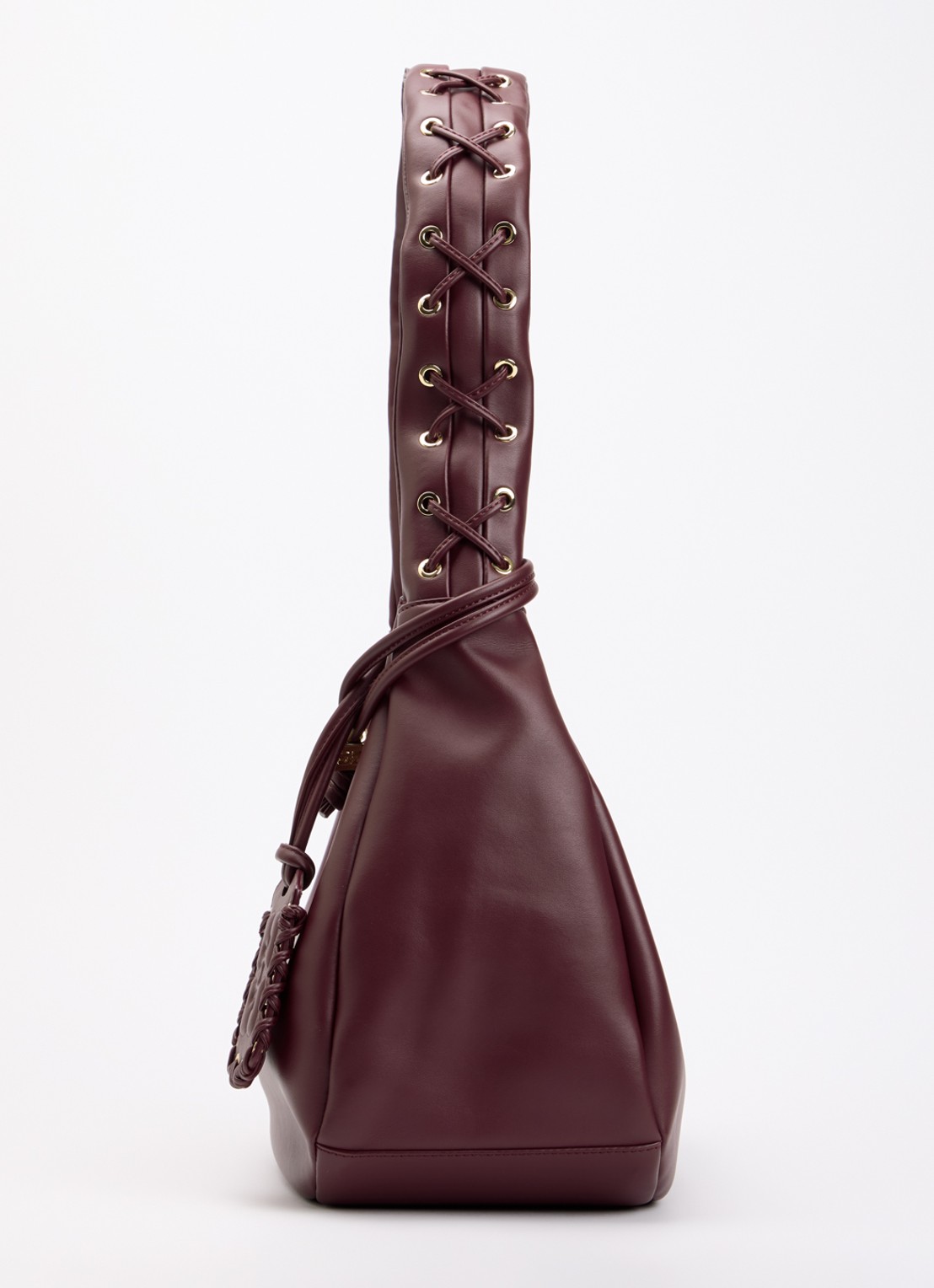 Ganni Hobo Laces Medium schoudertas met logo - detail 4 bordeauxrood