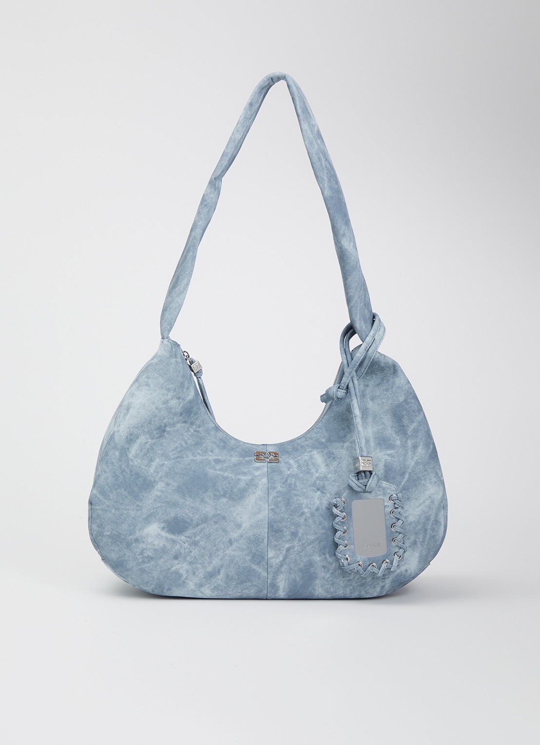 Ganni Hobo M schoudertas met tasbedel - voorkant 2 indigo