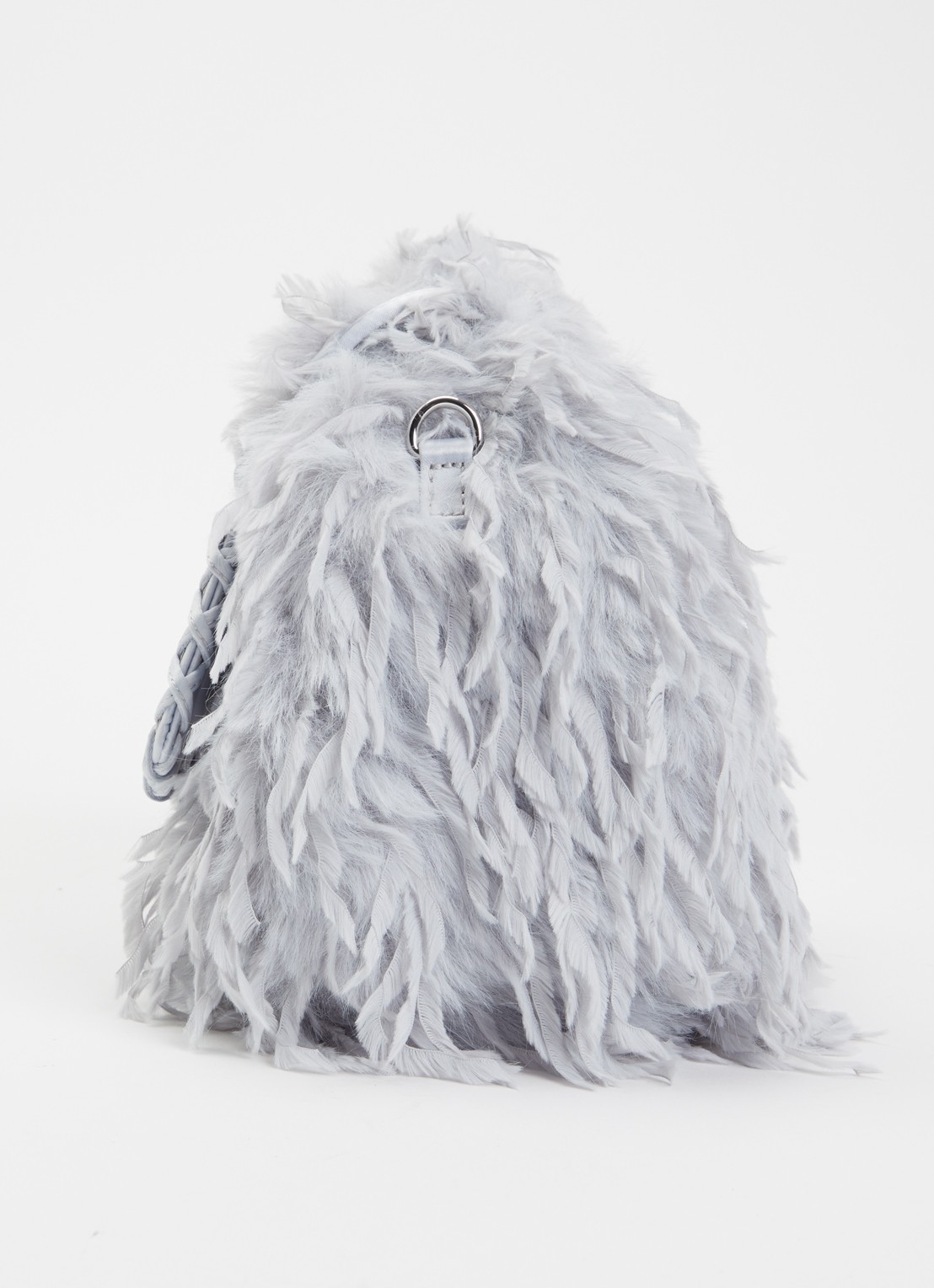 Ganni Hobo Mini Feather handtas met afneembare schouderriem - detail 2 grijs