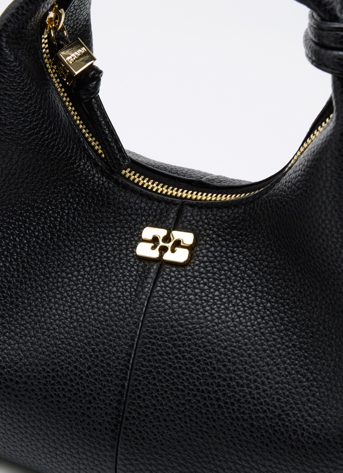 Ganni Hobo Mini handtas met afneembare schouderriem - detail 4 zwart