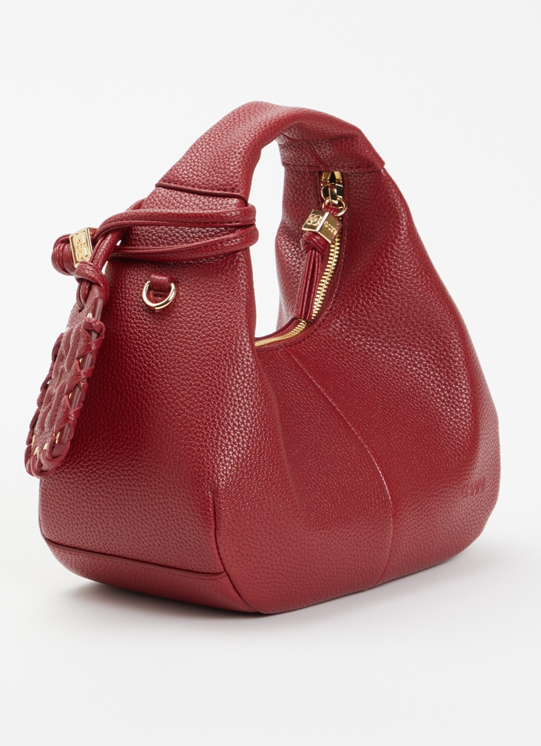 Ganni Hobo Mini handtas met afneembare schouderriem - achterkant 6 donkerrood