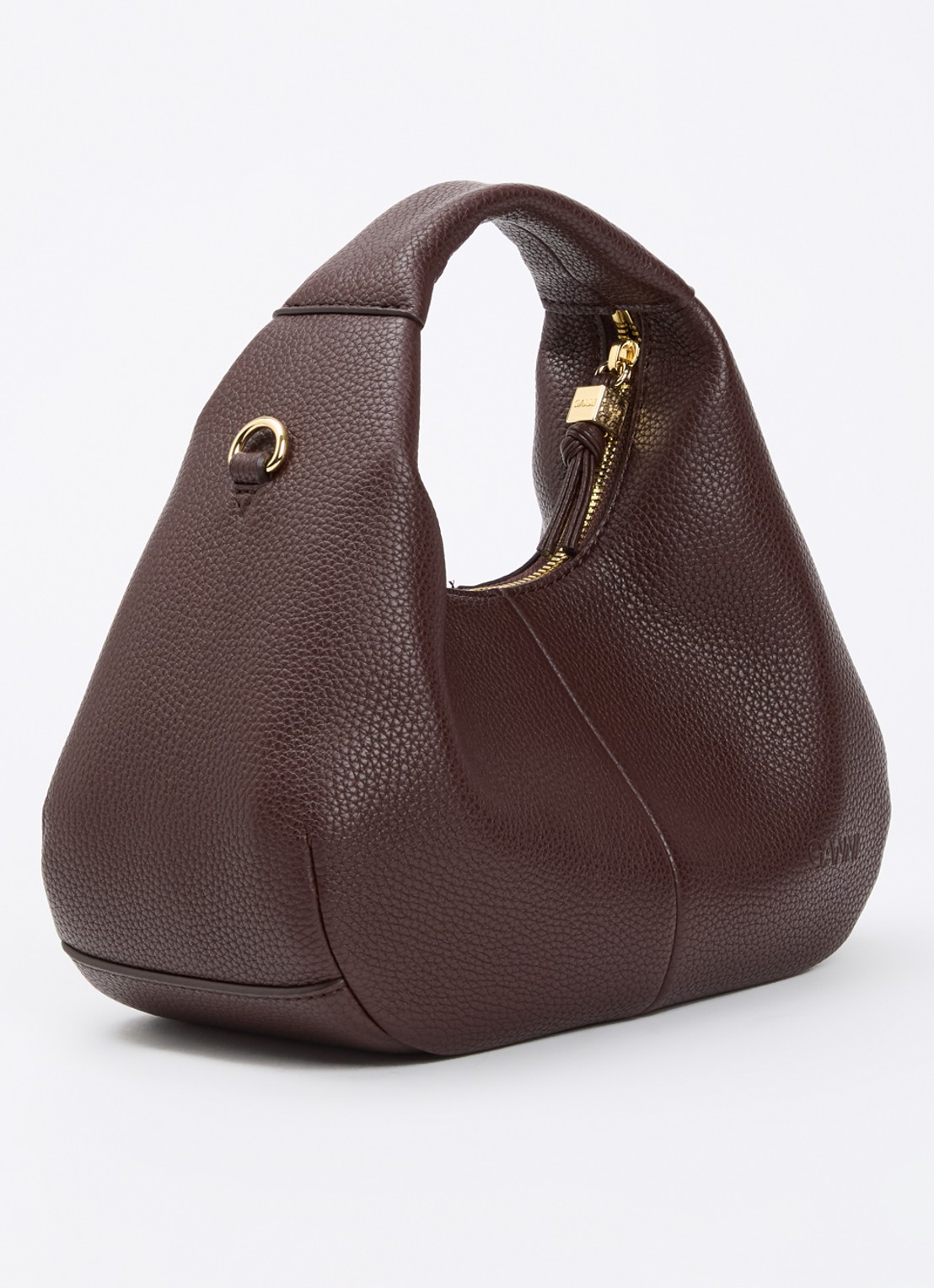 Ganni Hobo Mini handtas met afneembare schouderriem - achterkant donkerbruin