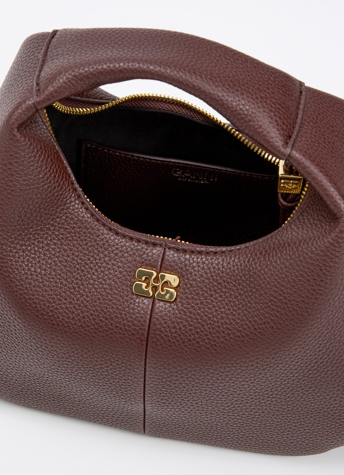 Ganni Hobo Mini handtas met afneembare schouderriem - detail 5 donkerbruin