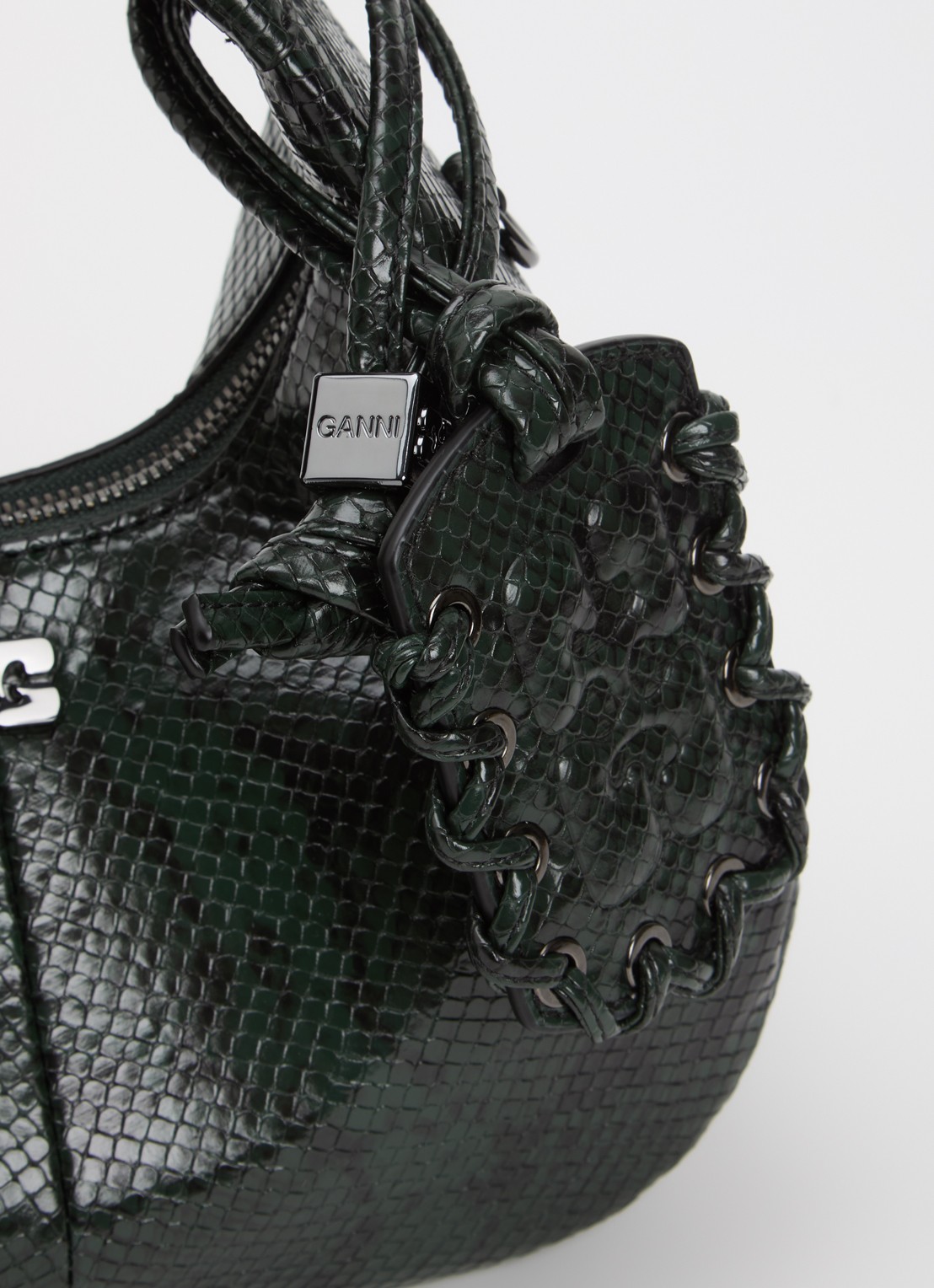 Ganni Hobo Mini handtas met afneembare schouderriem - detail 4 donkergroen