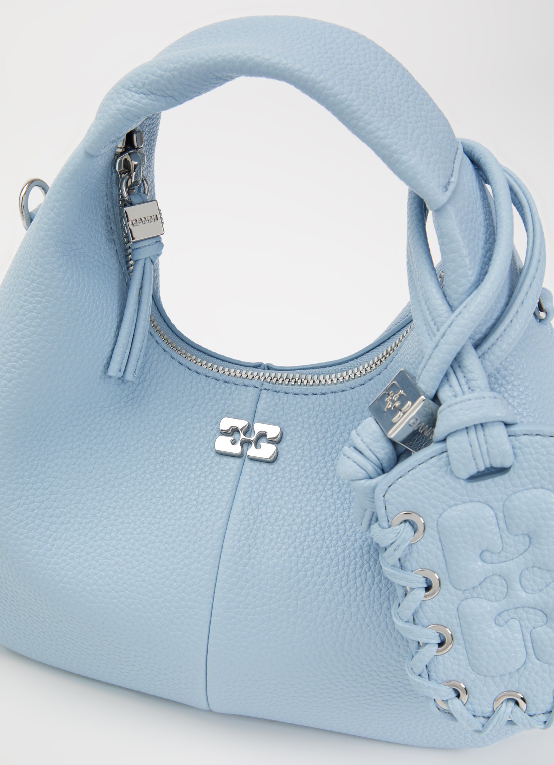 Ganni Hobo Mini handtas met afneembare schouderriem - detail 4 blauw