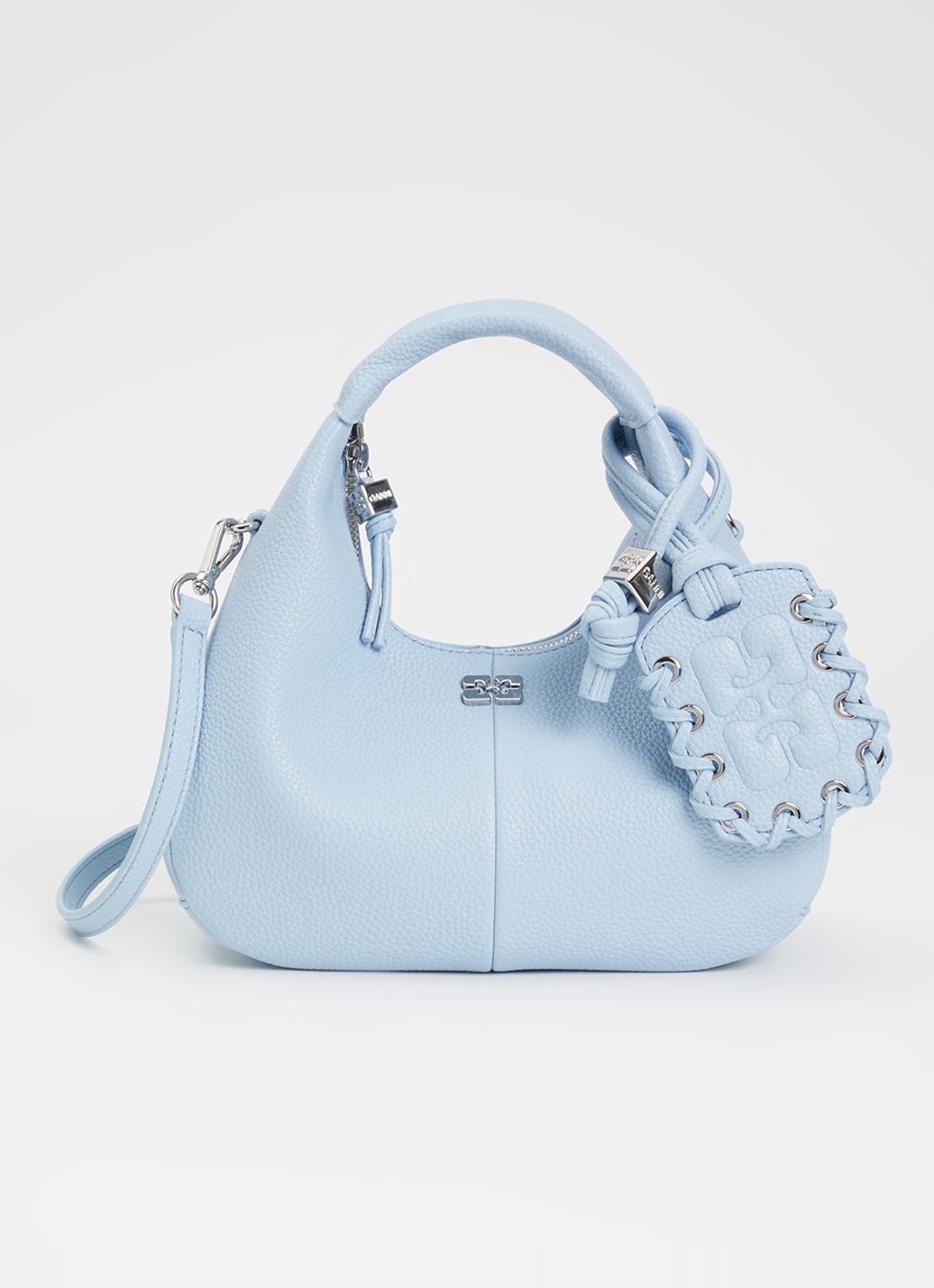 Ganni Hobo Mini handtas met afneembare schouderriem - voorkant 6 blauw
