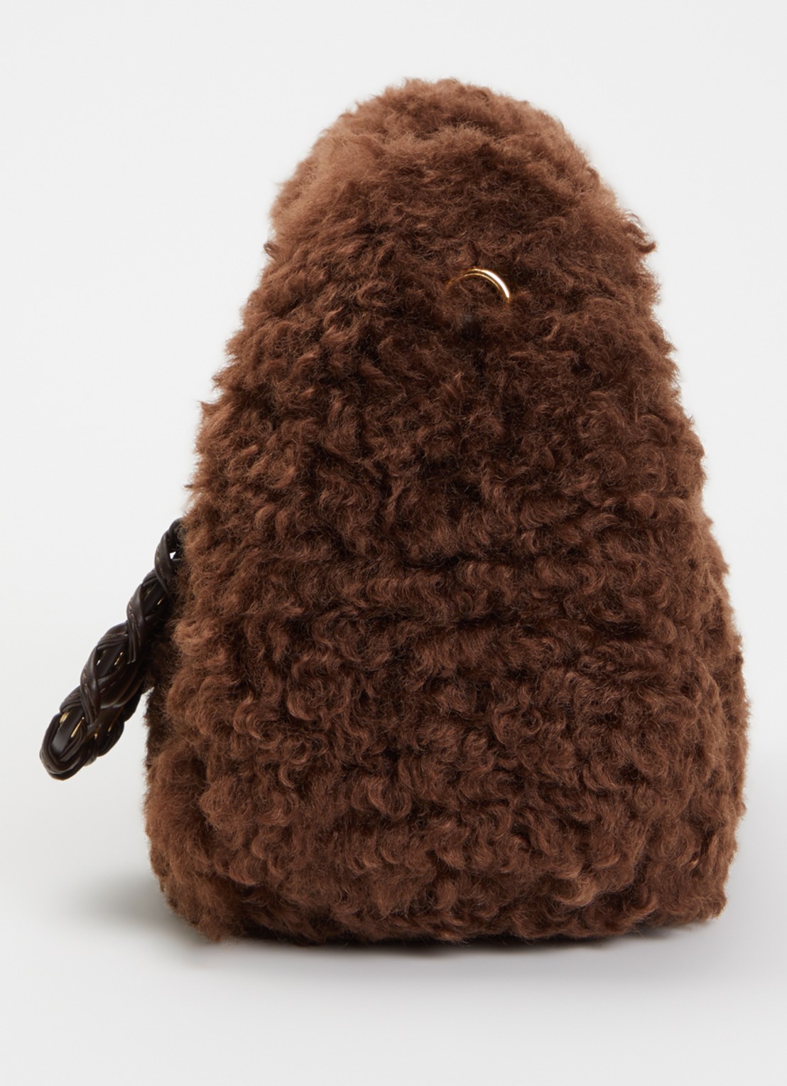 Ganni Hobo Mini handtas van teddy met afneembare schouderriem - detail 2 bruin