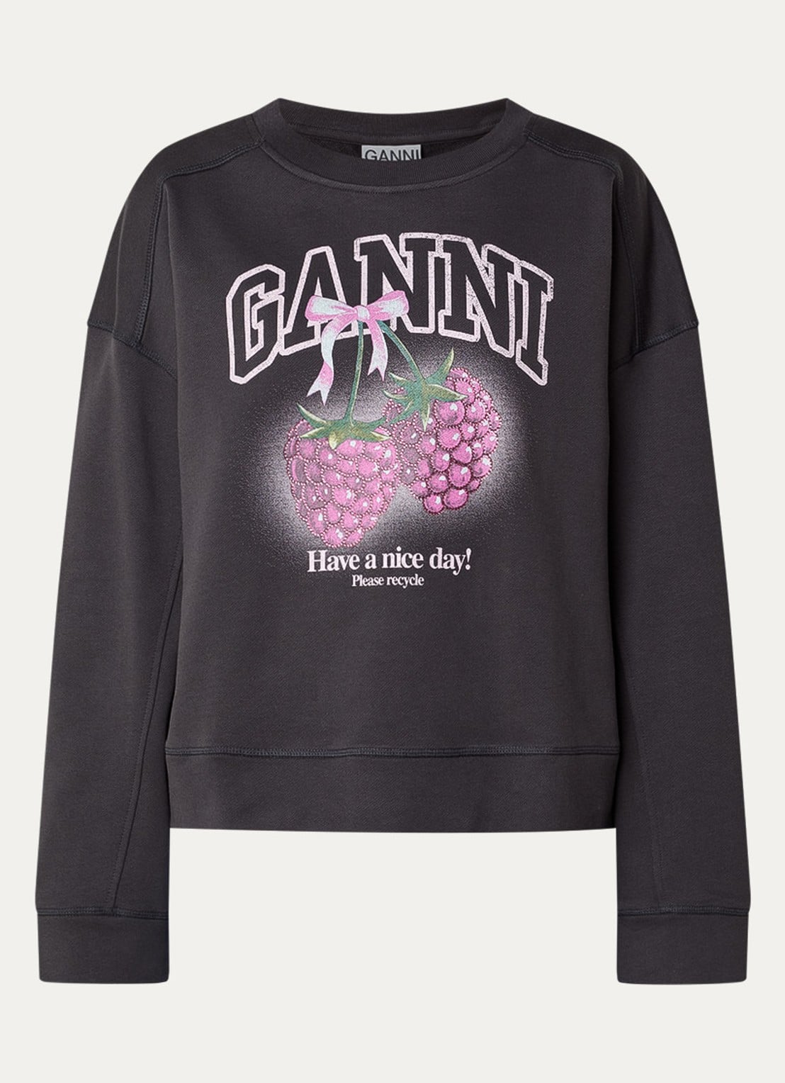 Ganni Isoli sweater met logoprint - voorkant antraciet