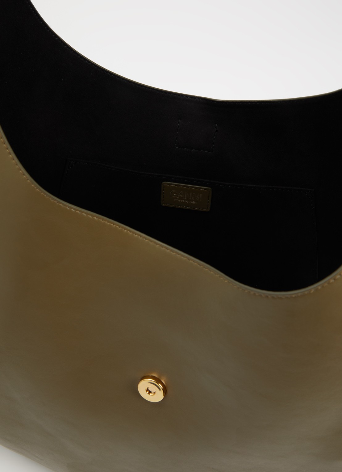 Ganni Kat Large schoudertas met gespdetail en uitneembaar etui - detail 3 mosgroen