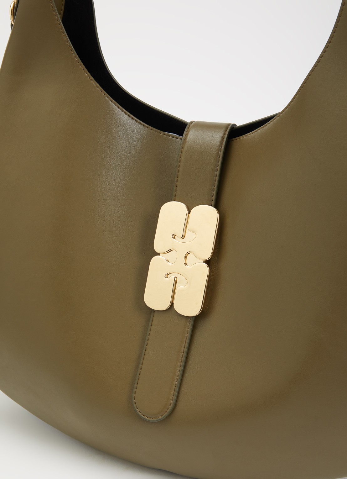 Ganni Kat Large schoudertas met gespdetail en uitneembaar etui - detail 5 mosgroen