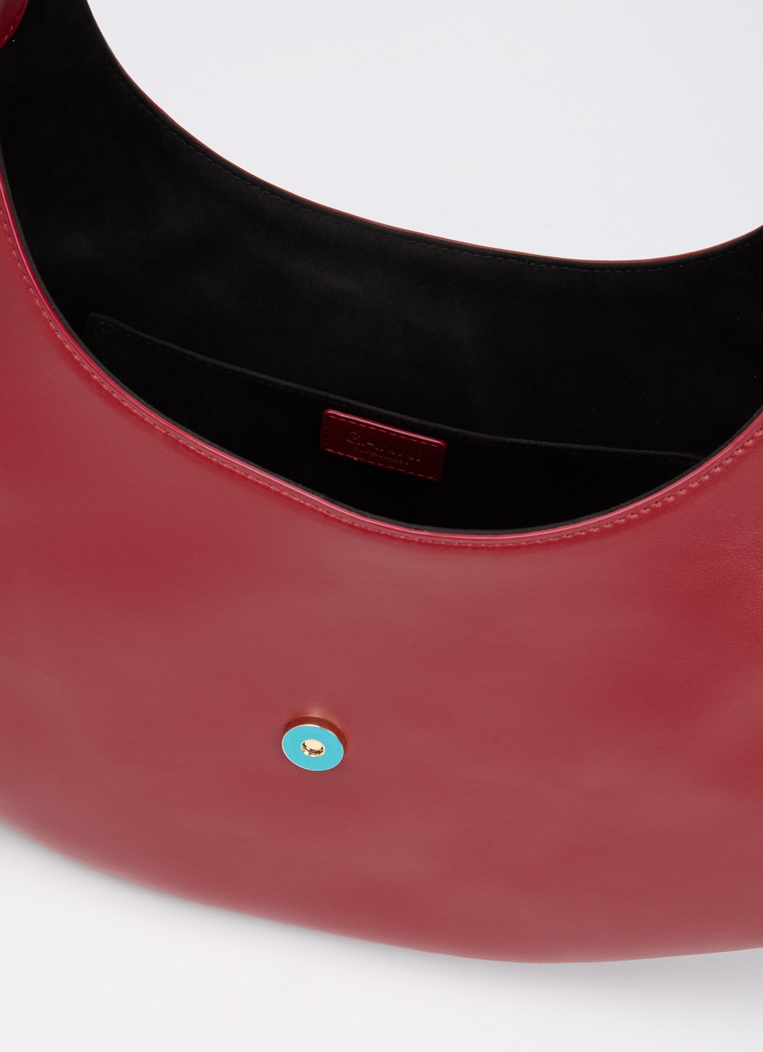 Ganni Kat Small schoudertas van leer met logo - detail 2 rood