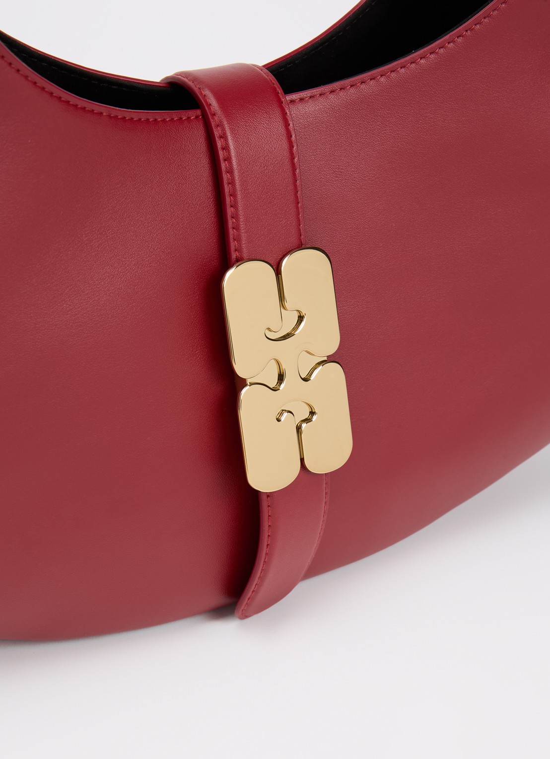 Ganni Kat Small schoudertas van leer met logo - detail 4 rood