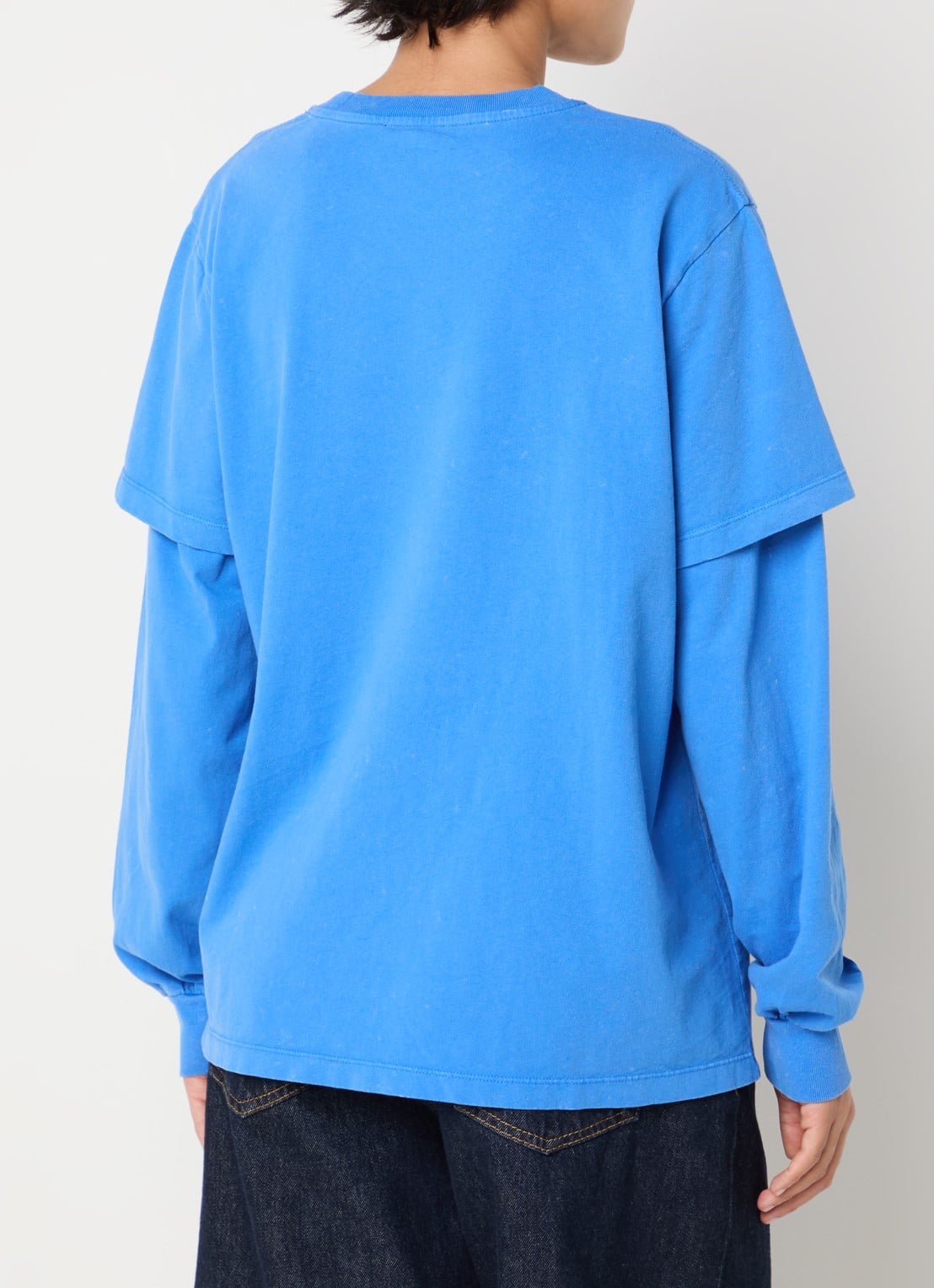Ganni Longsleeve met logoprint en verwassen afwerking - achterkant 4 blauw